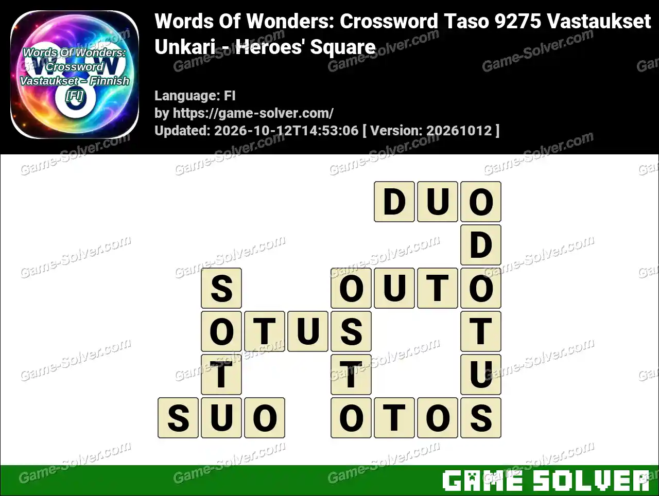 Words Of Wonders: Crossword Taso 9275 Vastaukset – Unkari – Heroes’ Square